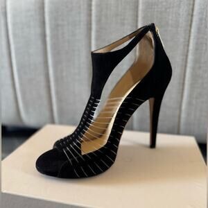 Jimmy Choo “Taste” Black Suede with Fishline heels - 40.5